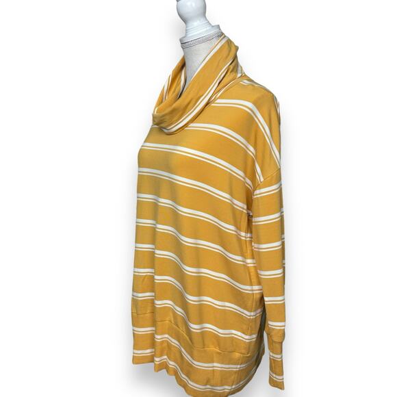 Garnet Hill Gold & White Striped Oversized Knit Top Size Small - Picture 2 of 4